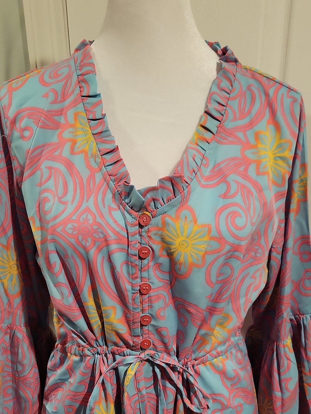 Lightweight Pink, Yello & Blue Printed Dress